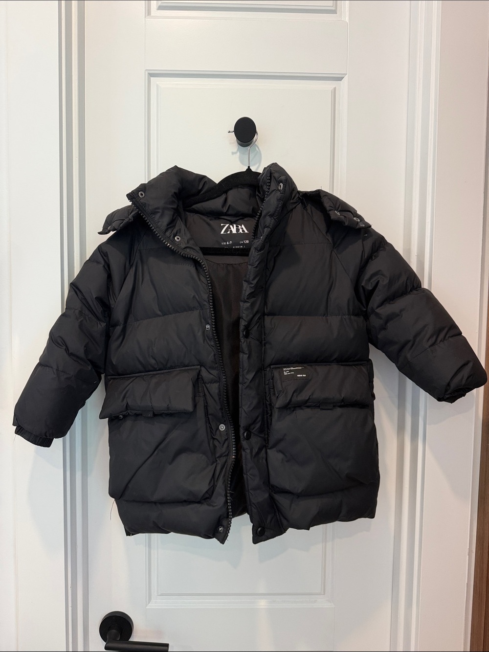 ZARA kids Black Quilted Puffer Jacket with Hood
